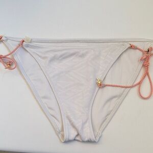 Victoria’s Secret White Bikini Bottom with coral ties Size M